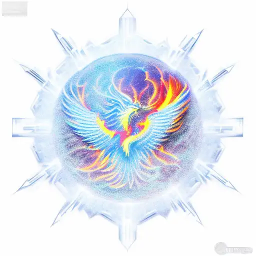 A Futuristic Cybernetic Phoenix Emerging From A Snowflake Ice Crystal