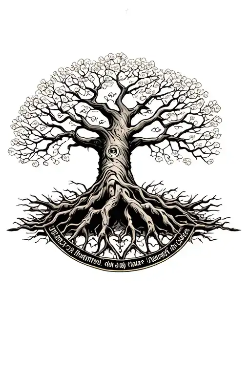 Tree Of Life With Names Intertwined Within The Branches