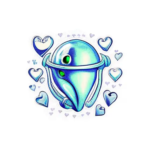 Blue Hearts With Alien