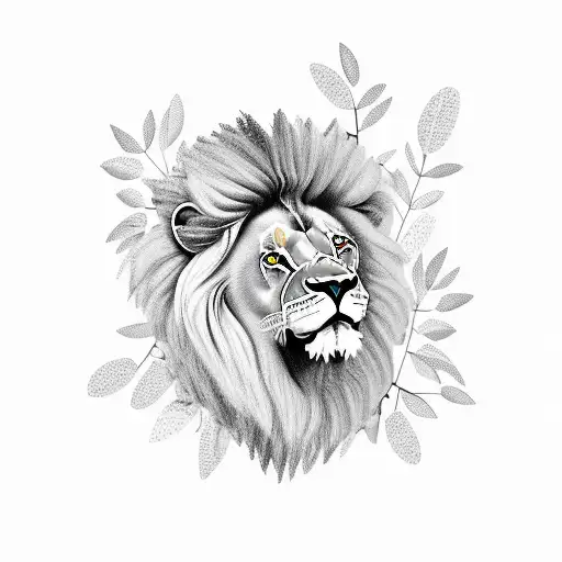 Lion Surrounded With Olive Branches