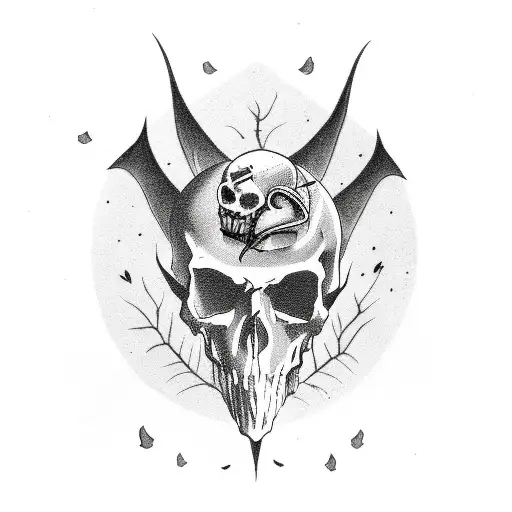 Goth Bat Holding A Skull