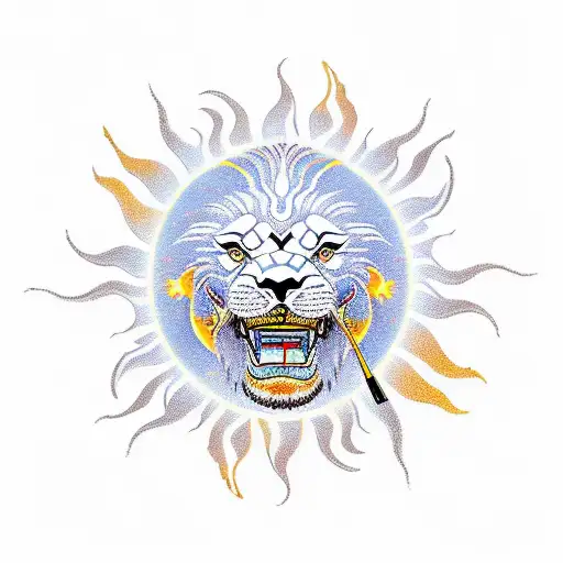 Sun With Lion And Dragon And Money With Love And