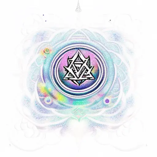 Astral Projection Themed Tattoo Incorporating The Om Symbol And A Pinecone