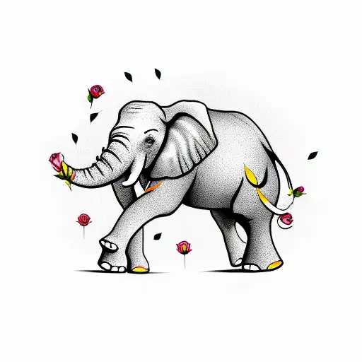 Elephant With Roses And Thorns