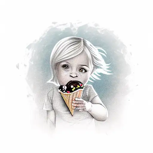 A Bad Girl Who Eats An Ice Cream Cone