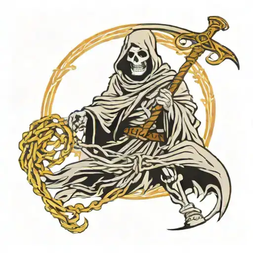 Grim Reaper Holding Sinn With Barbed Wire