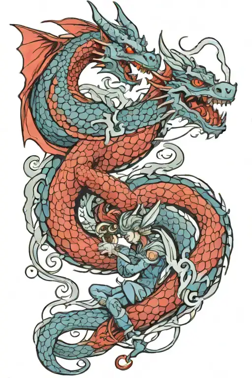 Dragon And Fairy Engaged By Red String