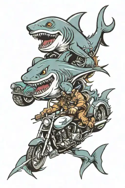 Shark And Octopus Driving A Hotrod