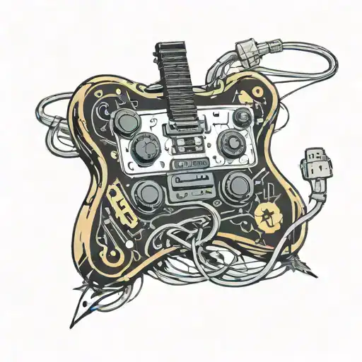 A Gaming Controller Morphing Into A Guitar With Music Staffs As Strings