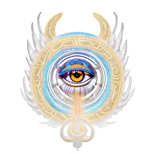 Isis Wings With Eye Of Horus And Ankh And Snakes In It