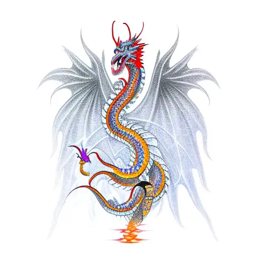 Tattoo Colour Back Of Fancy Snake Dragon