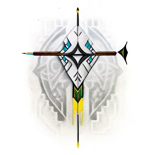 Arrow With Mixed Tribal And Geometric Design