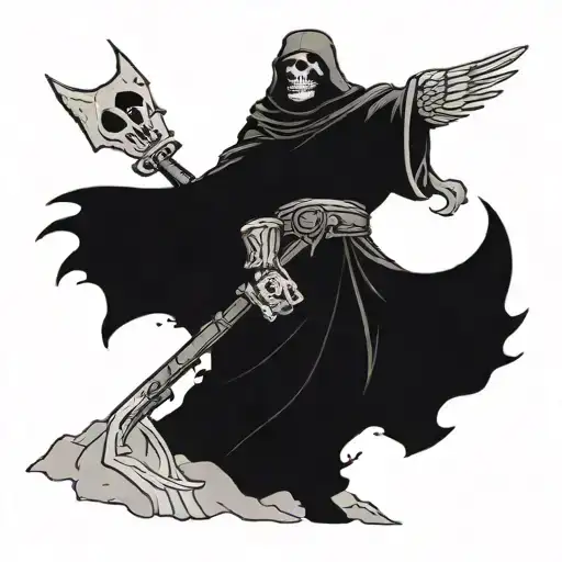 Soldier Carrying A Mountain On Their Back With The Grim Reaper Looming Overhead