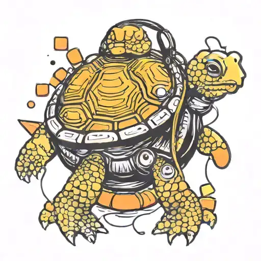 A Turtle Wearing Headphones Listening To Music While Surrounded By Candy Corn