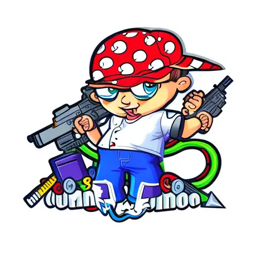 A Cartoon Boy Holding A Gun
