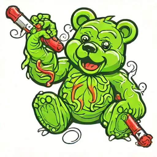 Red Gummy Bear Smoking Weed Joint