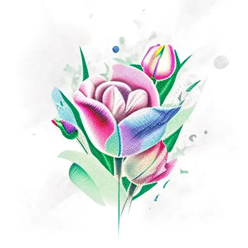 Mixed Bouquet Of Tulip Rose And Flowers