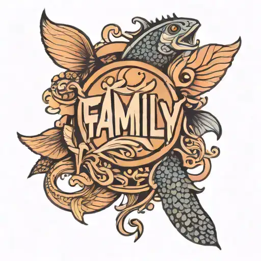 Wrist Tattoo Of The Word Family Made From Fish Scales