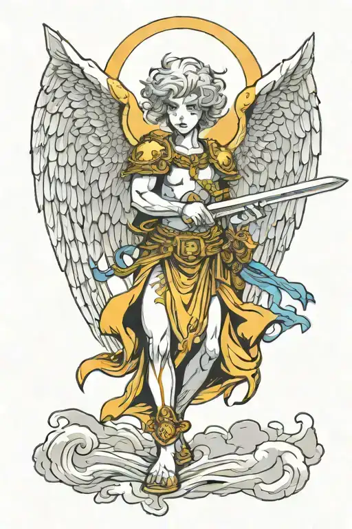 Ethereal Seriphim Angel Holding A Sword
