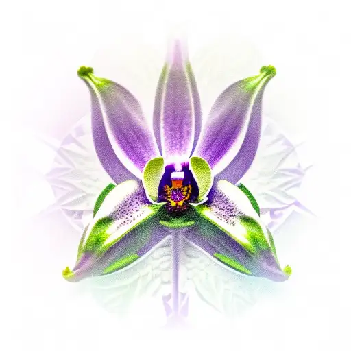 Purple Orchid In The Center Of A Compass