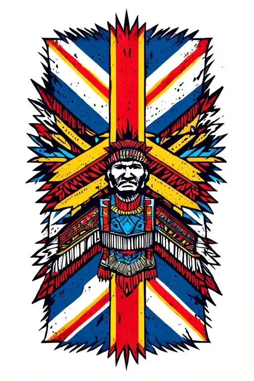 Colombia And Union Jack Colour Aztec Theme Based