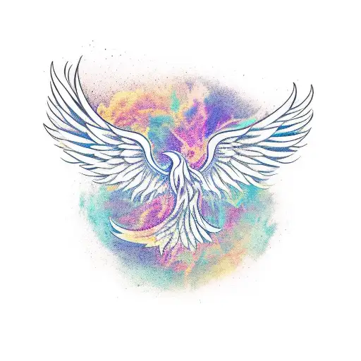 A Minimalist Tattoo Of A Phoenix Rising From A Vinyl Record