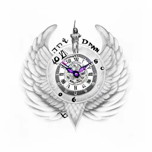 An Angel Holding A Clock With The Words 'Carpe Diem' In Its Wings