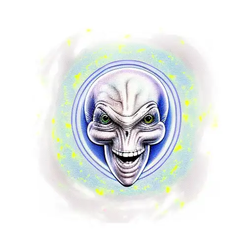 Blue Hearts Around Grey Alien