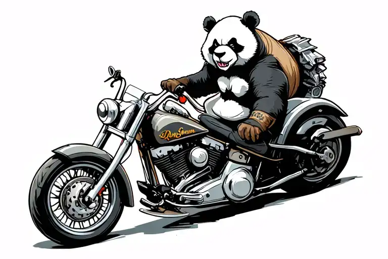 Angry Panda Riding A Harley Davidson