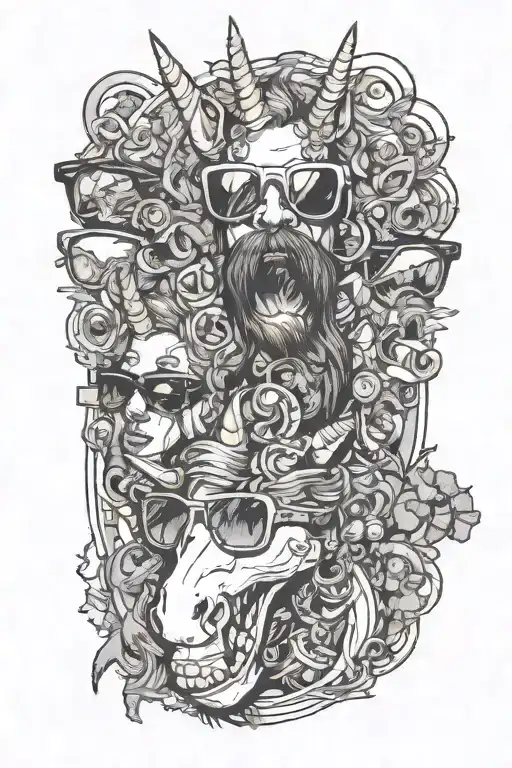 Have The Sunglasses Have A Unicorn Horn Coming Out In The Middle Of The Frames Between The Lenses