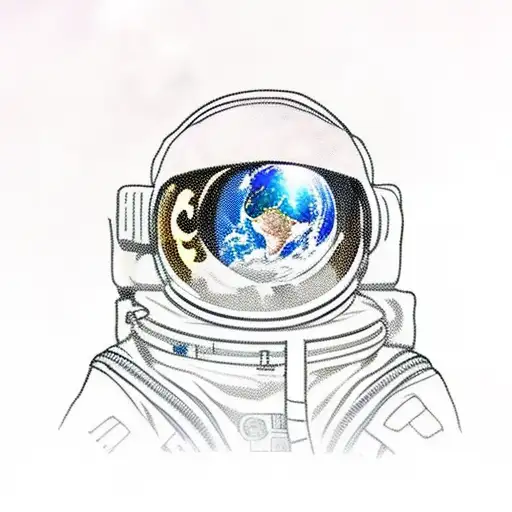 Astronaut With Earth Reflection On His Helmet