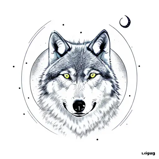 Gunslinger With A Wolf And The Moon