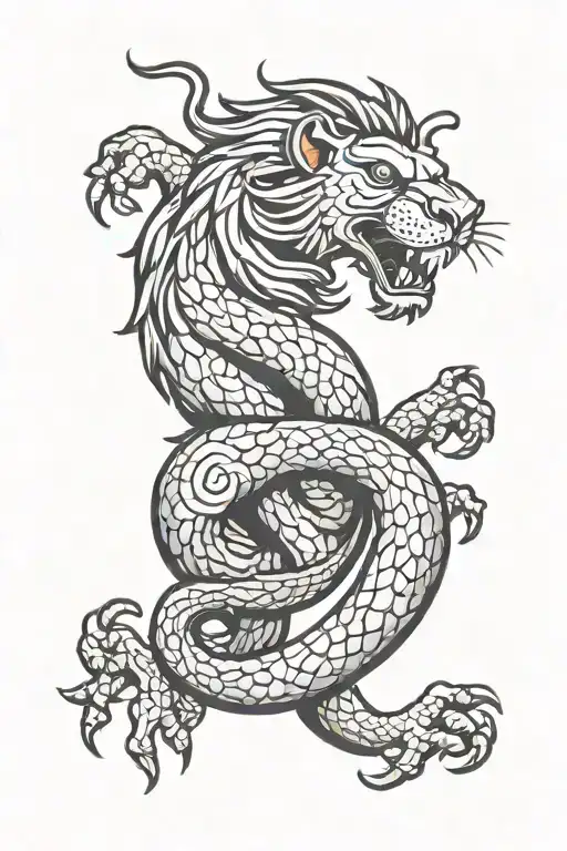 Scottish Lion Rampant And Gadsden Flag Snake Crawling