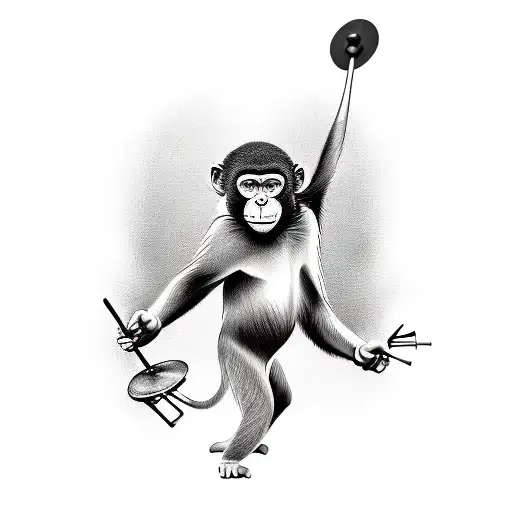 Ignorant Style Tattoo Of A Monkey With Cymbals
