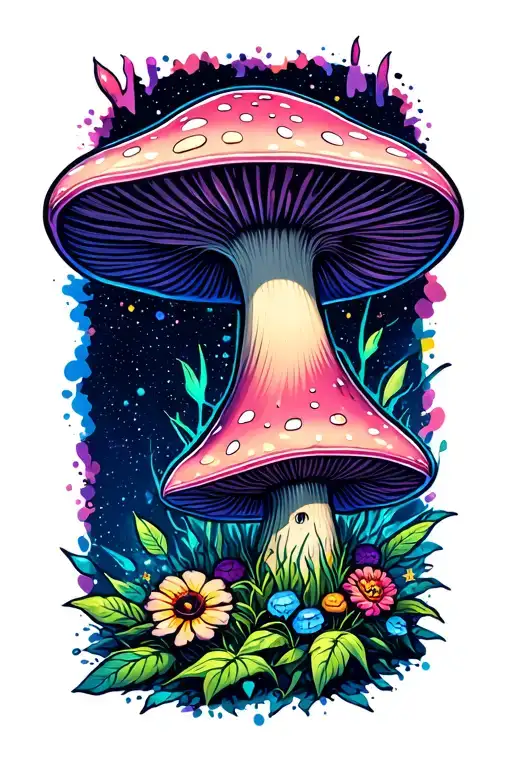 Galaxy Background Psychodelic Trippie Mushroom