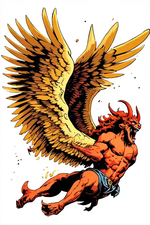Icarus Falling With Demon Wings
