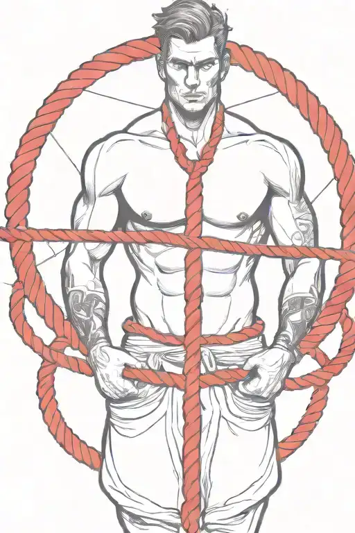 Simple Sexy Man Tied Up With A Red Rope