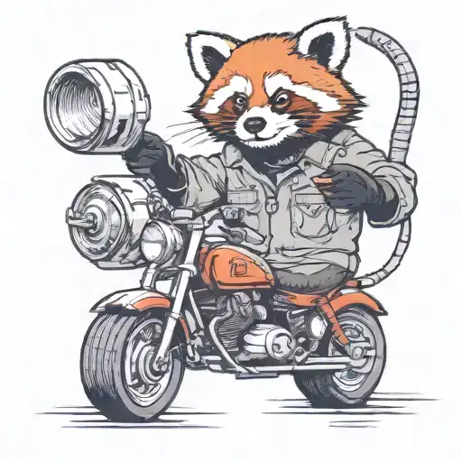 A Red Panda Wearing A Mechanic's Outfit Working On A Vintage Car