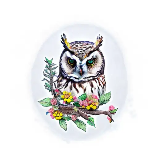 Owl Resting On A Skull