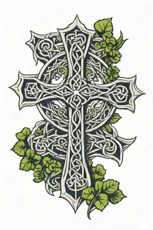 Celtic Cross With Clover In The Middle