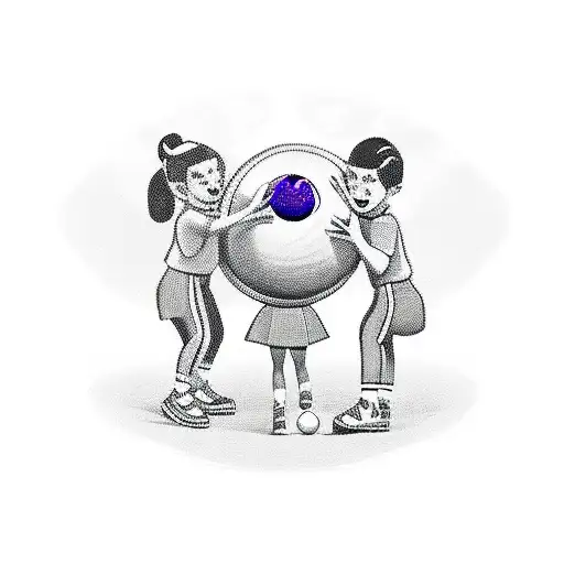 A Bowling Ball And Pins With Cartoon Versions Of Your Nieces And Nephew Playing Around Them