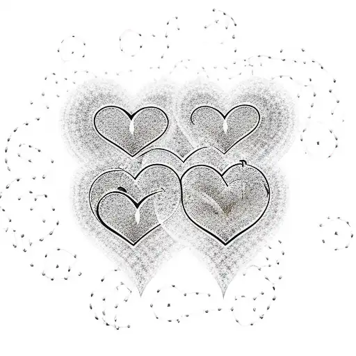 4 Love Hearts Interconnected With Chains And Roses