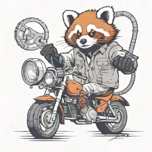 A Red Panda Wearing A Mechanic's Outfit Working On A Vintage Car