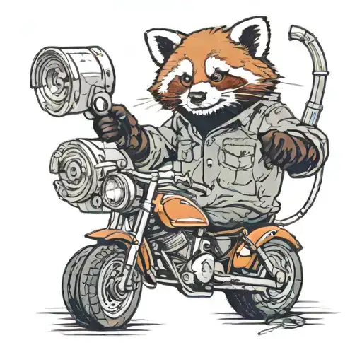 A Red Panda Wearing A Mechanic's Outfit Working On A Vintage Car