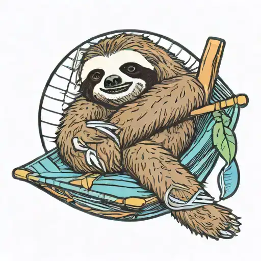 A Sleepy Sloth Lounging On A Hammock With A Group Chat Bubble Above Its Head