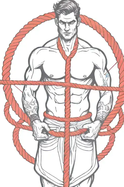 Simple Sexy Man Tied Up With A Red Rope