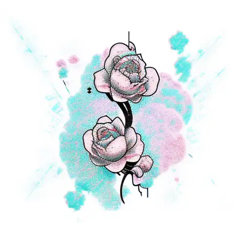 A Tattoo Design Combining Rock Music Elements With Cherry Blossoms