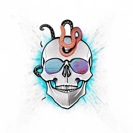 Skull With Snake Going Through Mouth And Eye