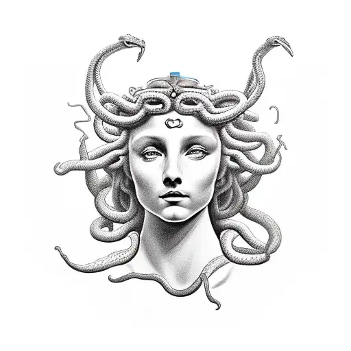 I Want A Tattoo On The Chest Of Medusa In Neo Traditional Style With The Cimetric Snake