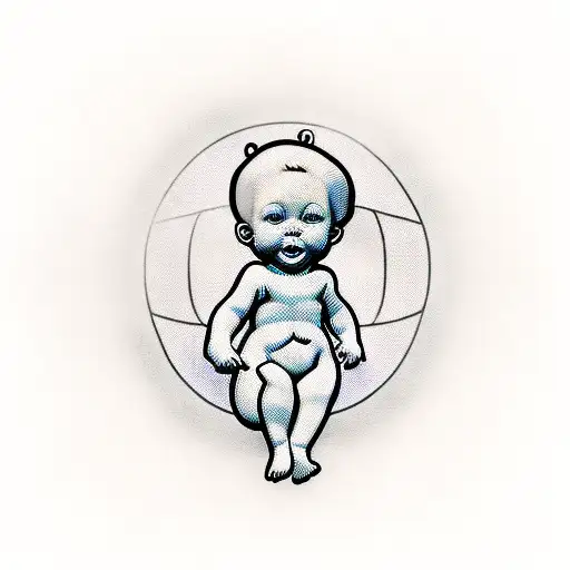 Kewpie Doll In Red Line